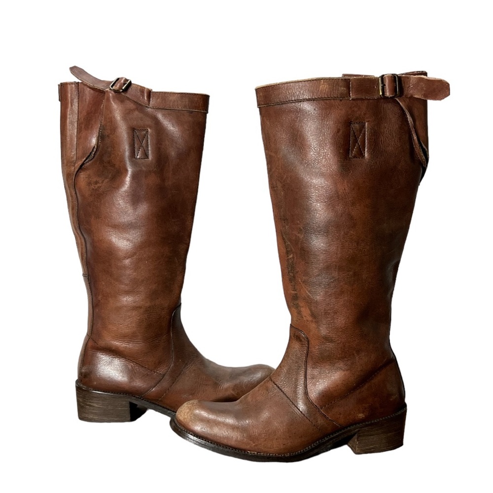 Cognac Carmel Leather Riding Boots Women’s 8